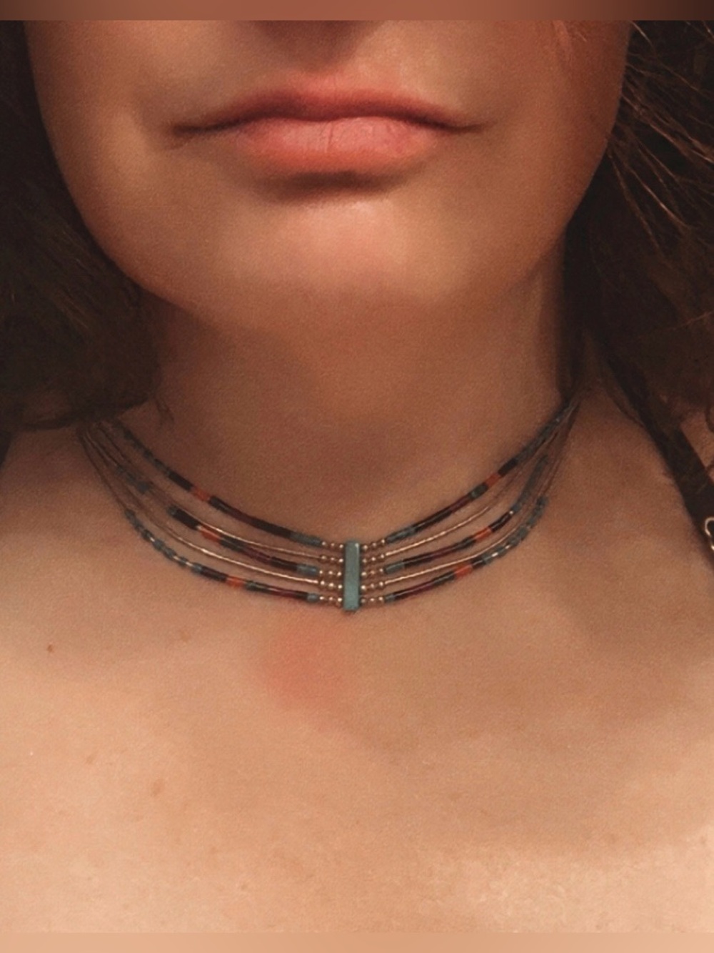 Vintage Navajo Sterling Silver Turquoise Pearl Coral Necklace, 17.5 in - Picture 7 of 9